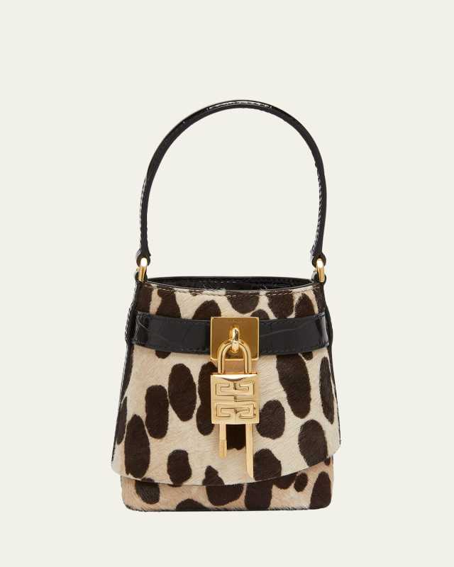 Shark Micro Lock Bucket Bag in Leopard Calf Hair